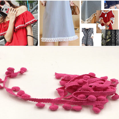 20 หลา Pompom ริบบิ้นลูกไม้ลูกขนตัดสำหรับงานฝีมือ DIY ผ้าม่านบ้านตกแต่งเสื้อผ้าอุปกรณ์เย็บผ้า, 1CM