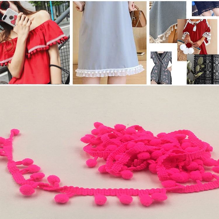 20 หลา Pompom ริบบิ้นลูกไม้ลูกขนตัดสำหรับงานฝีมือ DIY ผ้าม่านบ้านตกแต่งเสื้อผ้าอุปกรณ์เย็บผ้า, 1CM