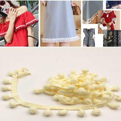 20 หลา Pompom ริบบิ้นลูกไม้ลูกขนตัดสำหรับงานฝีมือ DIY ผ้าม่านบ้านตกแต่งเสื้อผ้าอุปกรณ์เย็บผ้า, 1CM
