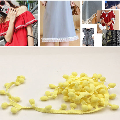 20 หลา Pompom ริบบิ้นลูกไม้ลูกขนตัดสำหรับงานฝีมือ DIY ผ้าม่านบ้านตกแต่งเสื้อผ้าอุปกรณ์เย็บผ้า, 1CM