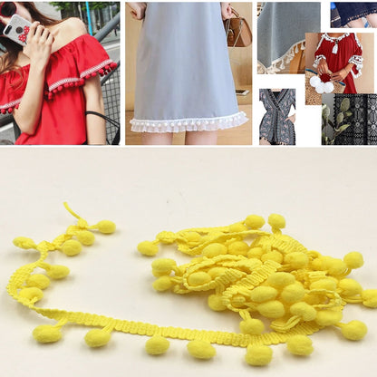 20 หลา Pompom ริบบิ้นลูกไม้ลูกขนตัดสำหรับงานฝีมือ DIY ผ้าม่านบ้านตกแต่งเสื้อผ้าอุปกรณ์เย็บผ้า, 1CM