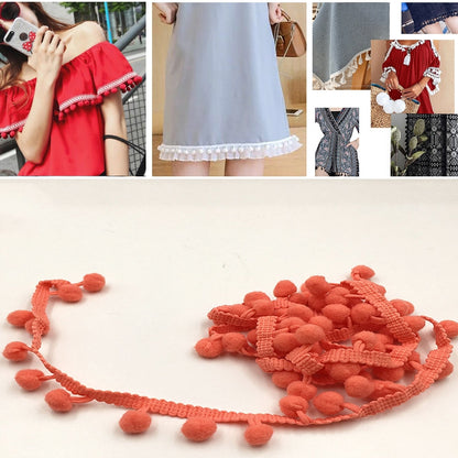 20 หลา Pompom ริบบิ้นลูกไม้ลูกขนตัดสำหรับงานฝีมือ DIY ผ้าม่านบ้านตกแต่งเสื้อผ้าอุปกรณ์เย็บผ้า, 1CM