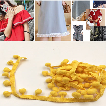 20 หลา Pompom ริบบิ้นลูกไม้ลูกขนตัดสำหรับงานฝีมือ DIY ผ้าม่านบ้านตกแต่งเสื้อผ้าอุปกรณ์เย็บผ้า, 1CM
