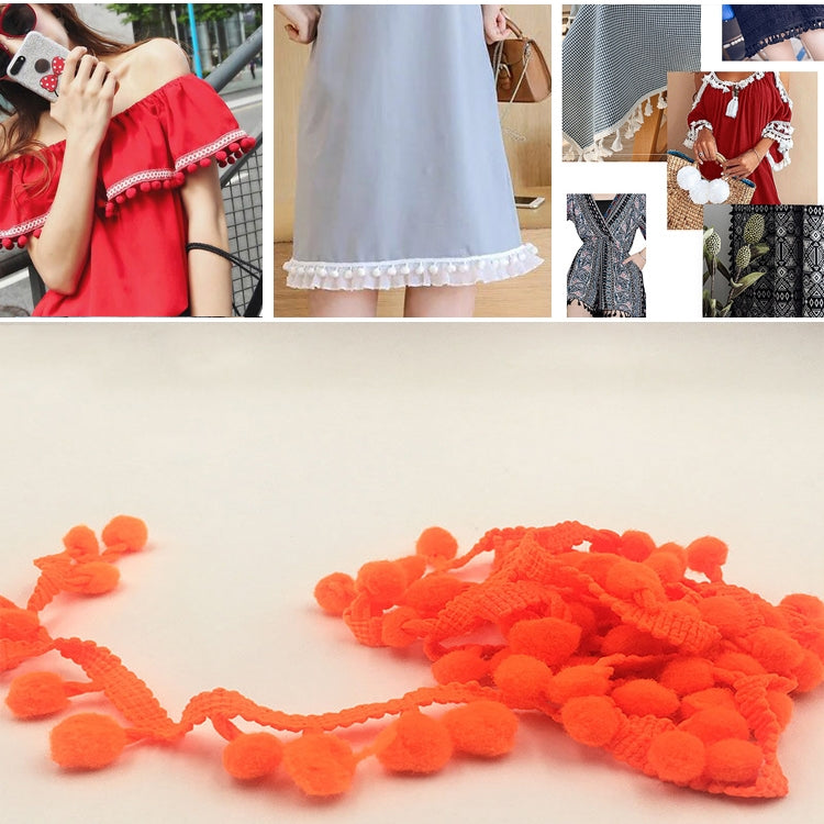 20 หลา Pompom ริบบิ้นลูกไม้ลูกขนตัดสำหรับงานฝีมือ DIY ผ้าม่านบ้านตกแต่งเสื้อผ้าอุปกรณ์เย็บผ้า, 1CM