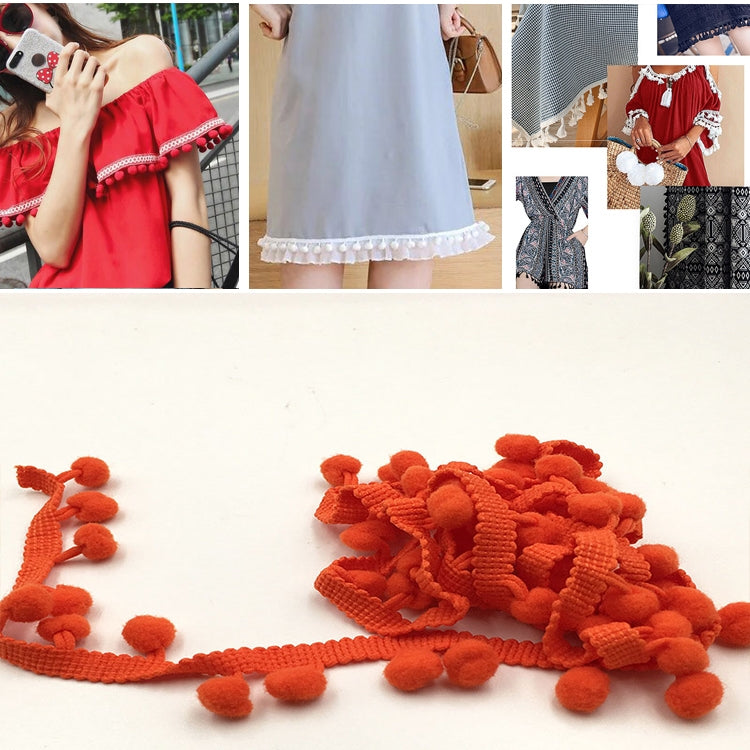 20 หลา Pompom ริบบิ้นลูกไม้ลูกขนตัดสำหรับงานฝีมือ DIY ผ้าม่านบ้านตกแต่งเสื้อผ้าอุปกรณ์เย็บผ้า, 1CM