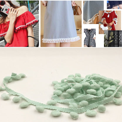 20 หลา Pompom ริบบิ้นลูกไม้ลูกขนตัดสำหรับงานฝีมือ DIY ผ้าม่านบ้านตกแต่งเสื้อผ้าอุปกรณ์เย็บผ้า, 1CM