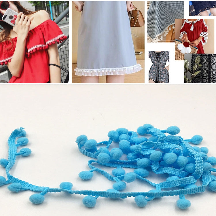 20 หลา Pompom ริบบิ้นลูกไม้ลูกขนตัดสำหรับงานฝีมือ DIY ผ้าม่านบ้านตกแต่งเสื้อผ้าอุปกรณ์เย็บผ้า, 1CM