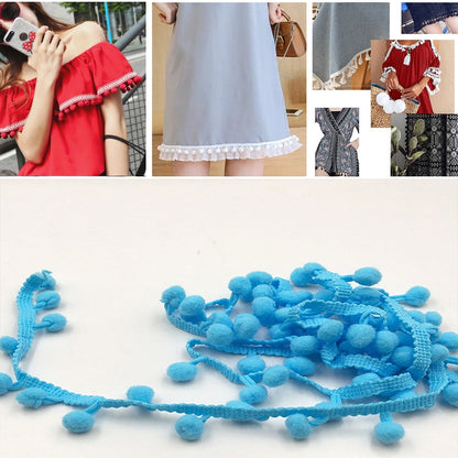 20 หลา Pompom ริบบิ้นลูกไม้ลูกขนตัดสำหรับงานฝีมือ DIY ผ้าม่านบ้านตกแต่งเสื้อผ้าอุปกรณ์เย็บผ้า, 1CM