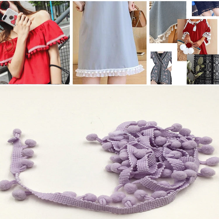 20 หลา Pompom ริบบิ้นลูกไม้ลูกขนตัดสำหรับงานฝีมือ DIY ผ้าม่านบ้านตกแต่งเสื้อผ้าอุปกรณ์เย็บผ้า, 1CM