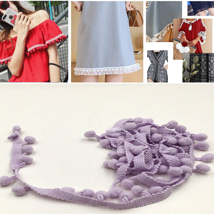 20 หลา Pompom ริบบิ้นลูกไม้ลูกขนตัดสำหรับงานฝีมือ DIY ผ้าม่านบ้านตกแต่งเสื้อผ้าอุปกรณ์เย็บผ้า, 1CM