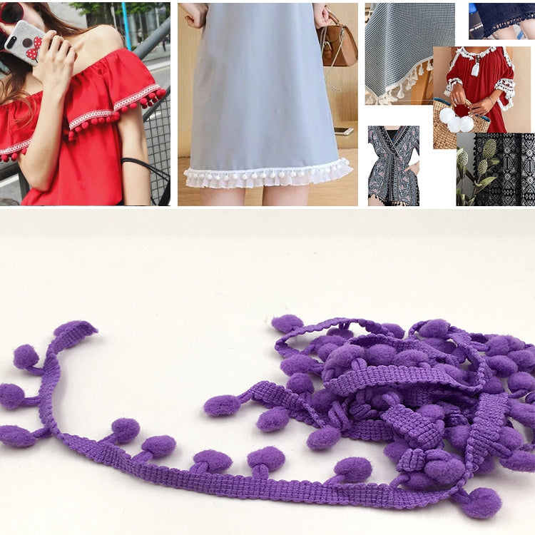 20 หลา Pompom ริบบิ้นลูกไม้ลูกขนตัดสำหรับงานฝีมือ DIY ผ้าม่านบ้านตกแต่งเสื้อผ้าอุปกรณ์เย็บผ้า, 1CM