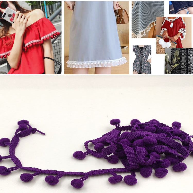 20 หลา Pompom ริบบิ้นลูกไม้ลูกขนตัดสำหรับงานฝีมือ DIY ผ้าม่านบ้านตกแต่งเสื้อผ้าอุปกรณ์เย็บผ้า, 1CM