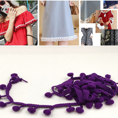 20 หลา Pompom ริบบิ้นลูกไม้ลูกขนตัดสำหรับงานฝีมือ DIY ผ้าม่านบ้านตกแต่งเสื้อผ้าอุปกรณ์เย็บผ้า, 1CM