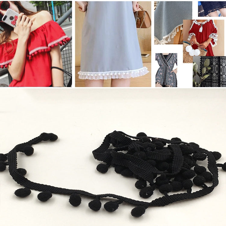 20 หลา Pompom ริบบิ้นลูกไม้ลูกขนตัดสำหรับงานฝีมือ DIY ผ้าม่านบ้านตกแต่งเสื้อผ้าอุปกรณ์เย็บผ้า, 1CM