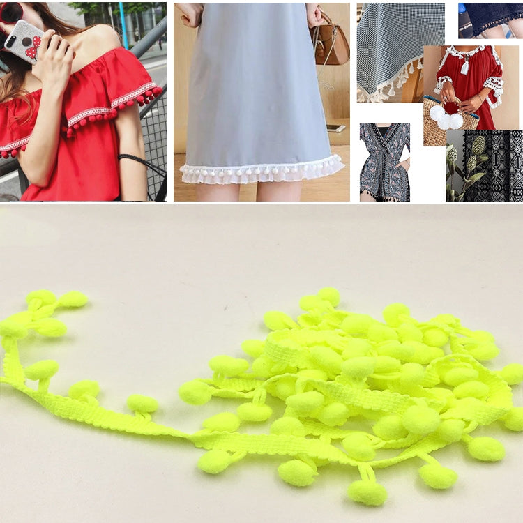 20 หลา Pompom ริบบิ้นลูกไม้ลูกขนตัดสำหรับงานฝีมือ DIY ผ้าม่านบ้านตกแต่งเสื้อผ้าอุปกรณ์เย็บผ้า, 1CM