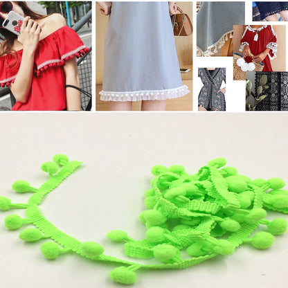 20 หลา Pompom ริบบิ้นลูกไม้ลูกขนตัดสำหรับงานฝีมือ DIY ผ้าม่านบ้านตกแต่งเสื้อผ้าอุปกรณ์เย็บผ้า, 1CM