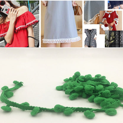 20 หลา Pompom ริบบิ้นลูกไม้ลูกขนตัดสำหรับงานฝีมือ DIY ผ้าม่านบ้านตกแต่งเสื้อผ้าอุปกรณ์เย็บผ้า, 1CM