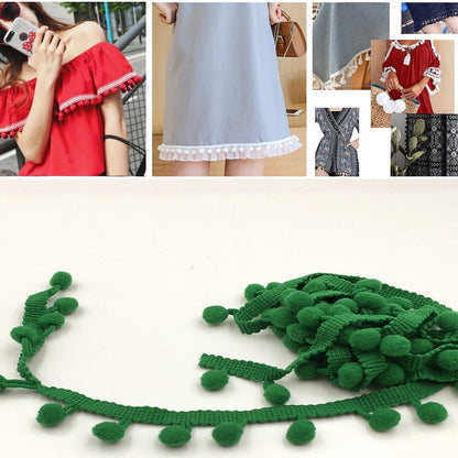 20 หลา Pompom ริบบิ้นลูกไม้ลูกขนตัดสำหรับงานฝีมือ DIY ผ้าม่านบ้านตกแต่งเสื้อผ้าอุปกรณ์เย็บผ้า, 1CM