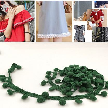 20 หลา Pompom ริบบิ้นลูกไม้ลูกขนตัดสำหรับงานฝีมือ DIY ผ้าม่านบ้านตกแต่งเสื้อผ้าอุปกรณ์เย็บผ้า, 1CM