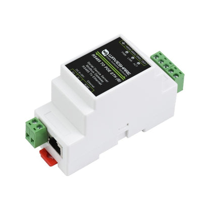 Waveshare Din Rail RS485 ถึง RJ45 เซิร์ฟเวอร์อนุกรมพร้อมฟังก์ชัน POE, 23273