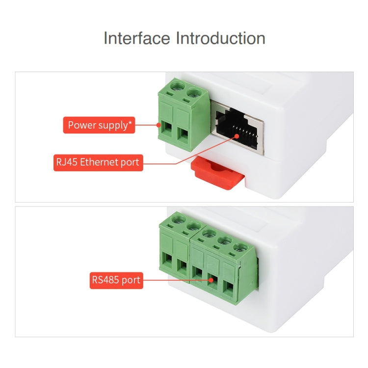 Waveshare Din Rail RS485 ถึง RJ45 เซิร์ฟเวอร์อนุกรมพร้อมฟังก์ชัน POE, 23273