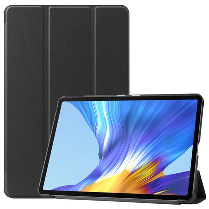 สำหรับ Huawei MatePad 10.4 นิ้วสีทึบป้องกันการตกแนวนอนพลิกแท็บเล็ตพีซีเคสหนังป้องกันพร้อมขายึด, Black