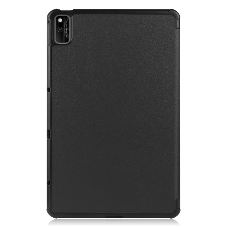 สำหรับ Huawei MatePad 10.4 นิ้วสีทึบป้องกันการตกแนวนอนพลิกแท็บเล็ตพีซีเคสหนังป้องกันพร้อมขายึด, Black
