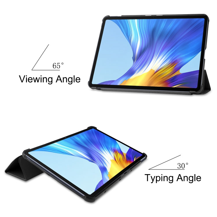 สำหรับ Huawei MatePad 10.4 นิ้วสีทึบป้องกันการตกแนวนอนพลิกแท็บเล็ตพีซีเคสหนังป้องกันพร้อมขายึด, Black