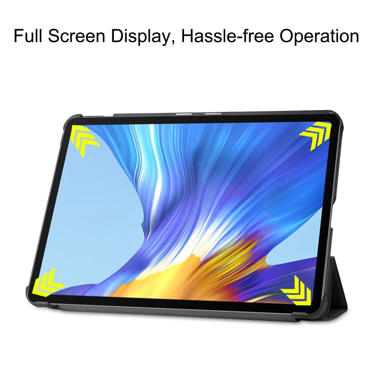 สำหรับ Huawei MatePad 10.4 นิ้วสีทึบป้องกันการตกแนวนอนพลิกแท็บเล็ตพีซีเคสหนังป้องกันพร้อมขายึด, Black