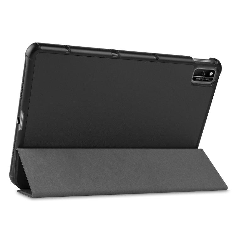 สำหรับ Huawei MatePad 10.4 นิ้วสีทึบป้องกันการตกแนวนอนพลิกแท็บเล็ตพีซีเคสหนังป้องกันพร้อมขายึด, Black