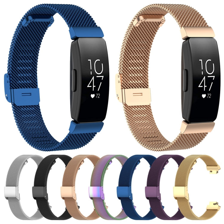สายนาฬิกาข้อมือตาข่ายโลหะสแตนเลสสำหรับ Fitbit Inspire / Inspire HR / Ace 2, Size: L