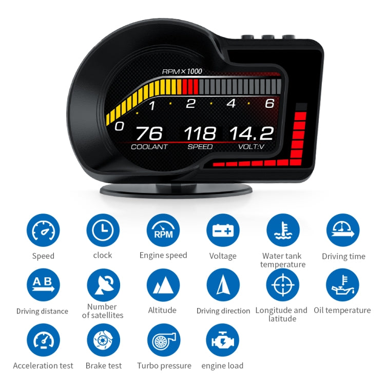 F15 รถความละเอียดสูง LCD เครื่องมือ OBD + GPS HUD Head-up Display, F15