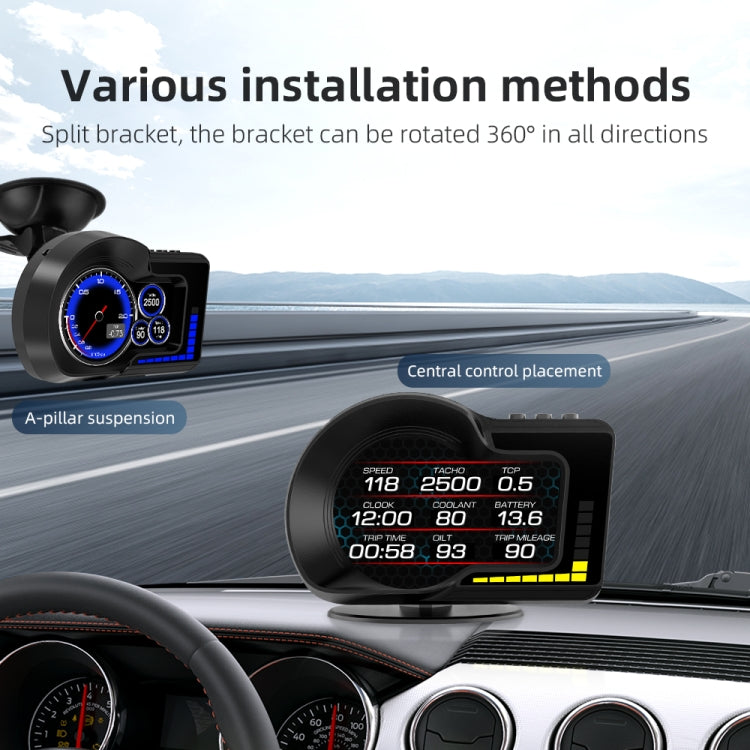 F15 รถความละเอียดสูง LCD เครื่องมือ OBD + GPS HUD Head-up Display, F15