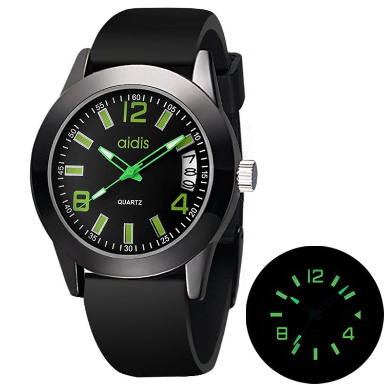 addies MY-1601 Luminous Version สายนาฬิกาซิลิโคนนาฬิกาควอทซ์, รองรับปฏิทิน, S, L