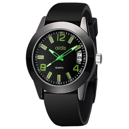 addies MY-1601 Luminous Version สายนาฬิกาซิลิโคนนาฬิกาควอทซ์, รองรับปฏิทิน, S, L