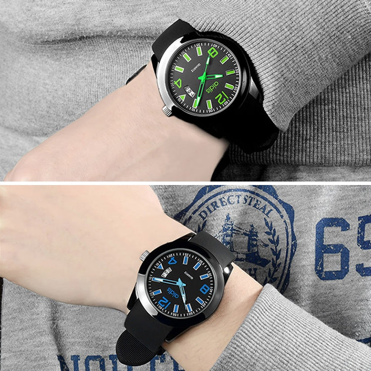 addies MY-1601 Luminous Version สายนาฬิกาซิลิโคนนาฬิกาควอทซ์, รองรับปฏิทิน, S, L
