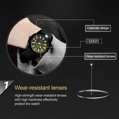 addies MY-1601 Luminous Version สายนาฬิกาซิลิโคนนาฬิกาควอทซ์, รองรับปฏิทิน, S, L
