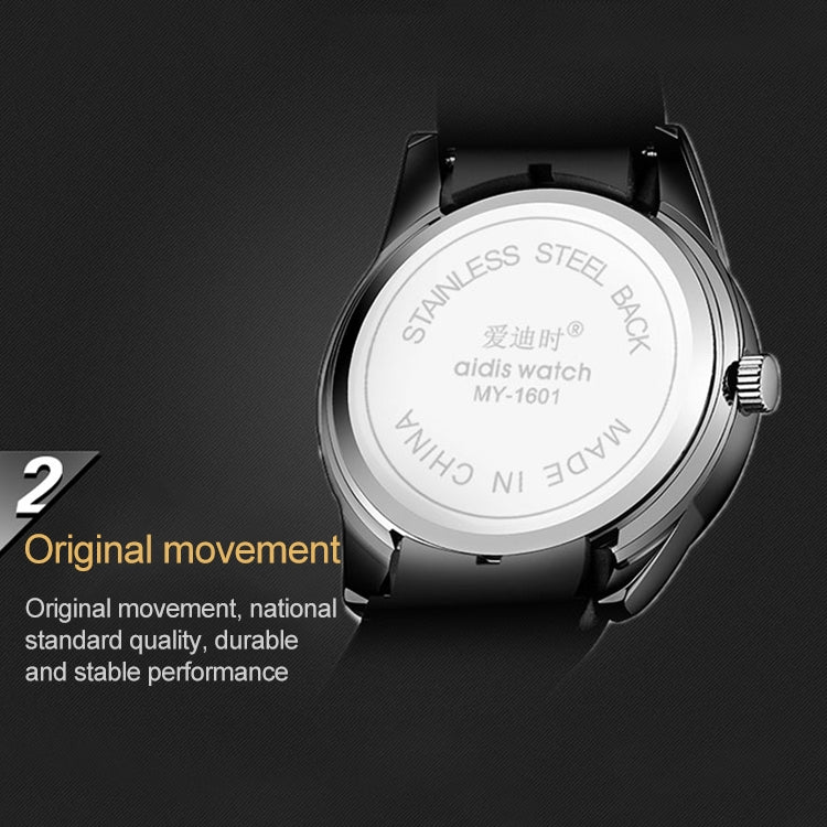 addies MY-1601 Luminous Version สายนาฬิกาซิลิโคนนาฬิกาควอทซ์, รองรับปฏิทิน, S, L