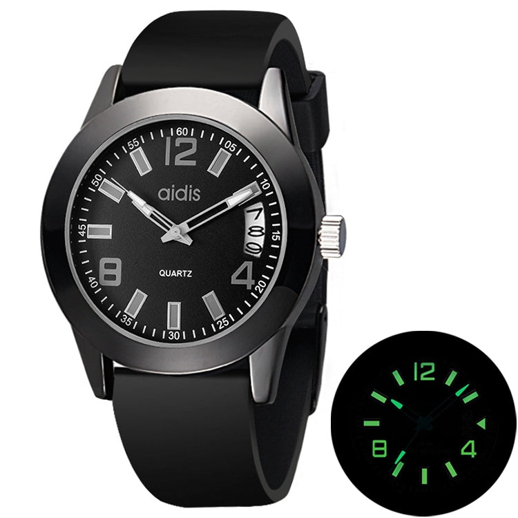 addies MY-1601 Luminous Version สายนาฬิกาซิลิโคนนาฬิกาควอทซ์, รองรับปฏิทิน, S, L