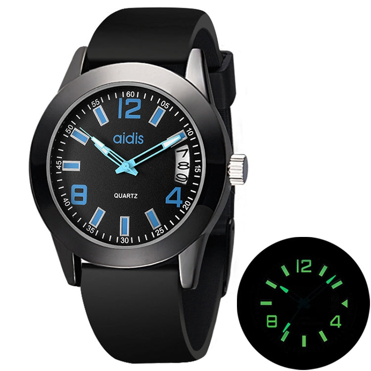 addies MY-1601 Luminous Version สายนาฬิกาซิลิโคนนาฬิกาควอทซ์, รองรับปฏิทิน, S, L