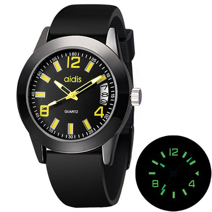 addies MY-1601 Luminous Version สายนาฬิกาซิลิโคนนาฬิกาควอทซ์, รองรับปฏิทิน, S, L