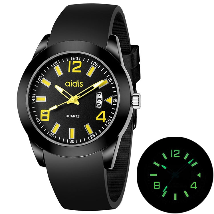 addies MY-1601 Luminous Version สายนาฬิกาซิลิโคนนาฬิกาควอทซ์, รองรับปฏิทิน, S, L