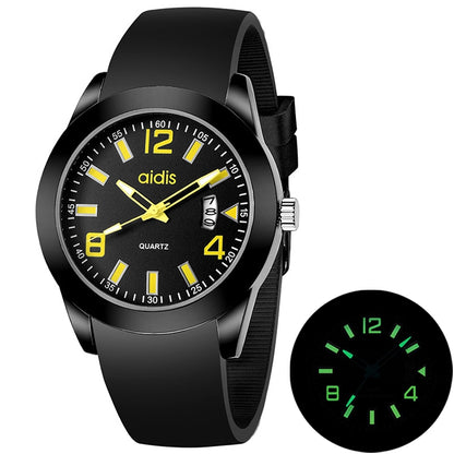 addies MY-1601 Luminous Version สายนาฬิกาซิลิโคนนาฬิกาควอทซ์, รองรับปฏิทิน, S, L