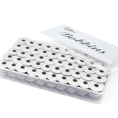 100 PCS จักรเย็บผ้าไฟฟ้า Spools กระสวยแกน Bobbins เก็บอุปกรณ์เสริมเครื่องมือเย็บปักถักร้อย, Aluminum, Color Plastic