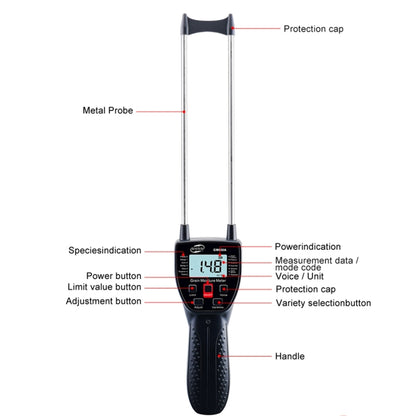 BENETECH GM650A เครื่องวัดความชื้นเมล็ดพืช ไม่รวมแบตเตอรี่, 30cm