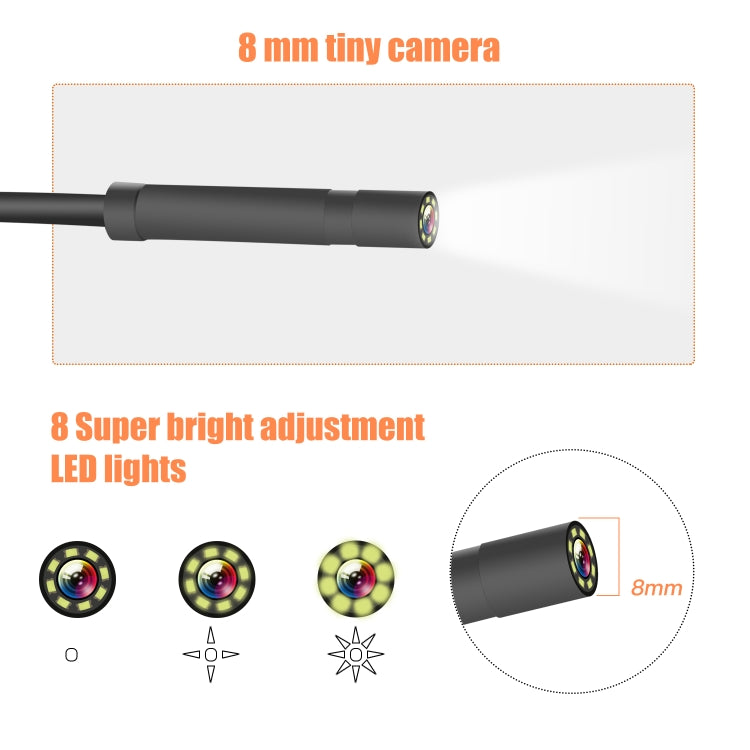 P40 กล้องเอนโดสโคปอุตสาหกรรมหน้าจอแนวตั้งแบบพกพากันน้ำแบบพกพาขนาด 8 มม. HD, 2m, 5m, 10m