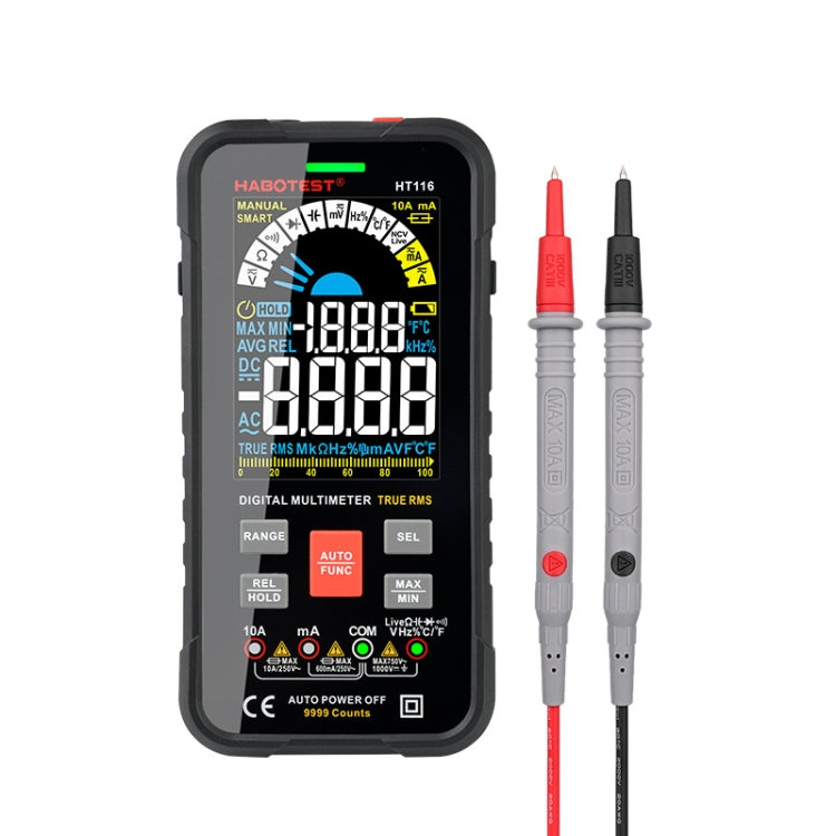 HABOTEST HT116 มัลติมิเตอร์แบบดิจิตอลอัตโนมัติอัจฉริยะหน้าจอขนาดใหญ่, HT116