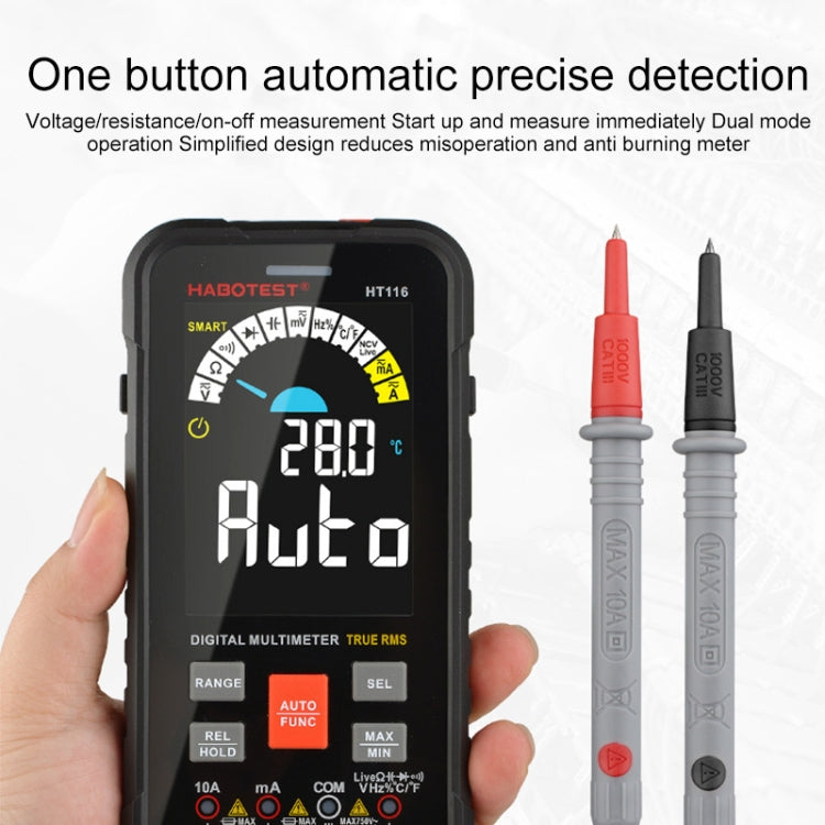 HABOTEST HT116 มัลติมิเตอร์แบบดิจิตอลอัตโนมัติอัจฉริยะหน้าจอขนาดใหญ่, HT116