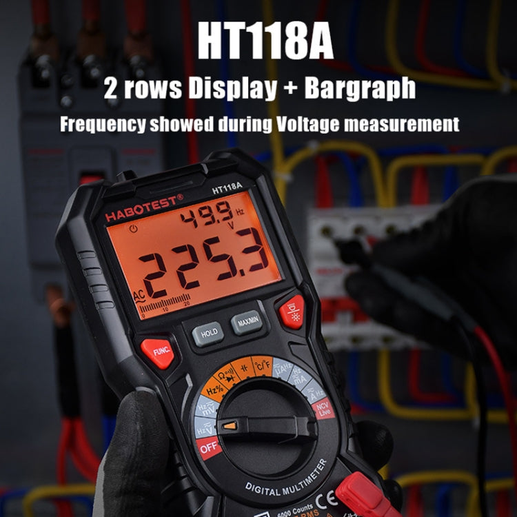 HABOTEST HT118D มัลติมิเตอร์แบบดิจิตอลความแม่นยำสูงแบบพกพา, HT118D