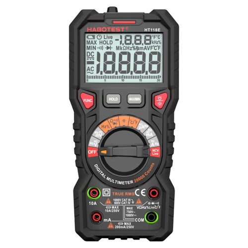 HABOTEST HT118E มัลติมิเตอร์แบบดิจิตอลป้องกันอัคคีภัยแบบมือถือความแม่นยำสูง, HT118E